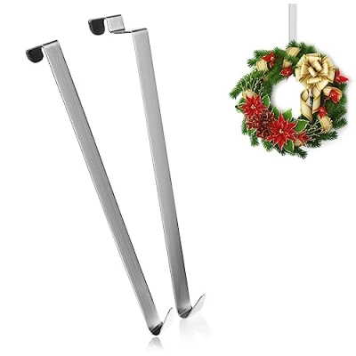 Image of com four® 2x door hooks made of stainless steel 27 cm for wreaths and decorations Hanger apartment doors inside outside Coat hanging
