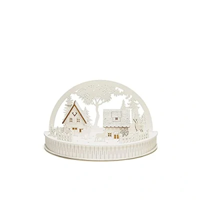 Image of Konstsmide Christmas Lights/Silhouette Motif Arch Village with Reindeers/Christmas Ornament Decoration/Battery Operated: 2xAA (Excl.)/Christmas Scene Warm White Diodes