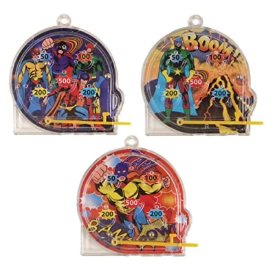 Image of Anila&#039;s Complete Superhero Themed 10 Party Bag Fillers &amp; Favours Assorted Mini Pinball Mazes. (Ideal for Children Aged 3 8)