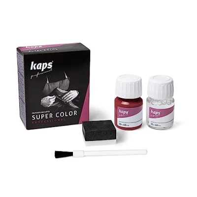 Image of Kaps Dye With Primer For Natural And Synthetic Leather Shoes, Super Color Preparer, 70 Colours, 25ml 0.85 fl. Oz., 112 Red