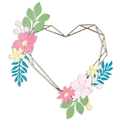 Image of Sizzix Thinlits Die Set 9PK Floral Geo Heart Frame by Lisa Jones, 665478, Multicolour, One Size