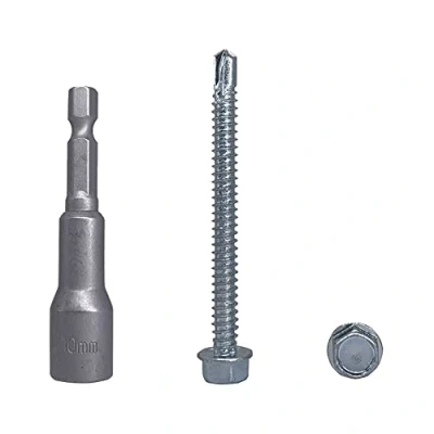 Image of (Pack of 50 pcs) DIN 7504 K Zinc Plated Steel 6.3 x 70 mm Screws, Self Drilling Sheet Metal Screw, Hex Washer Head, Tapping (50, mm)