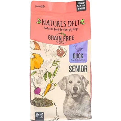 Image of Natures Deli Senior Dry Dog Food, Grain Free Natural Complete Hypoallergenic Food for Dogs, Suitable All Breeds Aged 7 Plus, Duck and Sweet Potato 12 kg