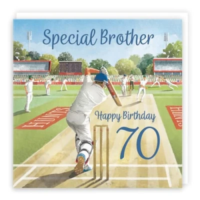 Image of Hunts England 70th Brother Cricket Birthday Card Milo&#039;s Gallery Age 70 Sport Fun For Year Old Fan Seventy