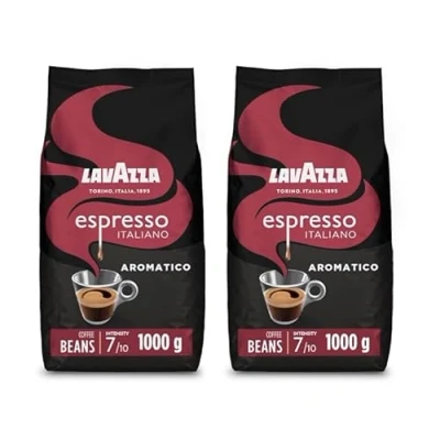 Image of Lavazza Espresso Aromatico, Arabica and Robusta Light Roast Coffee Beans, 1 kg Pack x2