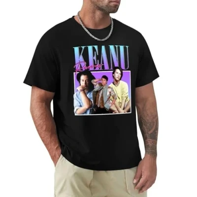 Image of GULIDUN Design Your Own s T Shirt Keanu Reeves 90s Style Black