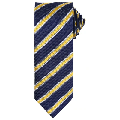 Image of Premier Mens Stripe Waffle Tie (Navy/Gold) One Size