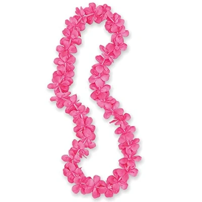 Image of Hot Pink Flower Lei (101cm) 1 Piece Magnificent Vibrant Color Necklace Perfect for Parties, Celebrations &amp; Holidays