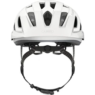 Image of ABUS Urban I 3.0 ACE city helmet sporty bike with rear LED light, extended visor and magnetic closure for men women white, size M
