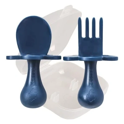 Image of Grabease Baby Spoons Led Weaning Supplies Utensils Self Feeding, Bpa Free &amp; Phthalate for Toddler, 1 Set, Navy