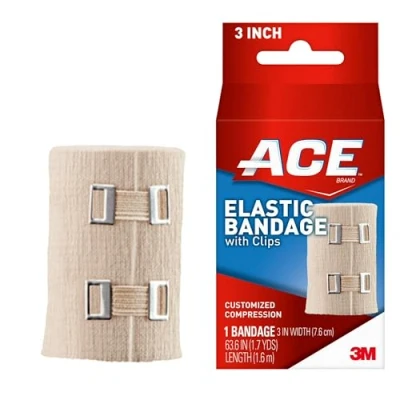 Image of ACE Elastic Bandage With Clips 3 Inches Antimicrobial Treatment Inhibits 3.2 Oz