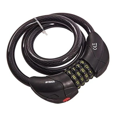 Image of Amtech 900mm x 12mm Security Cable Lock with Built in LED Combination, T1835, Black