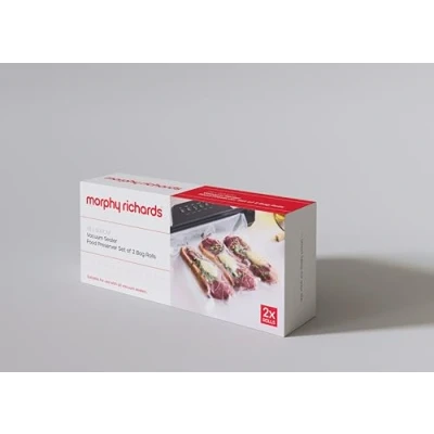 Image of Morphy Richards Vacuum Food Sealer Set of 2 Bag Rolls, Accessory for 432040, Customisable Bags, Airtight Protection, LFBG Approved, 433002
