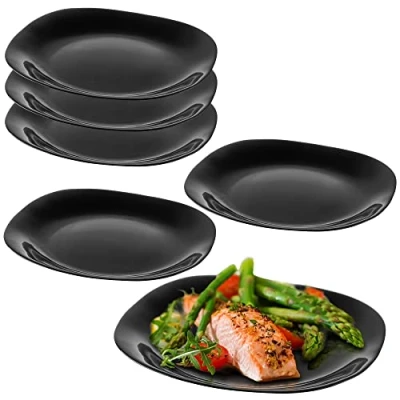 Image of KADAX Black Dinner Plates, Dishwasher Ggee Plate Set, Reinforced Glass Modern Tableware for Home and Restaurant(Black/6 Pieces)