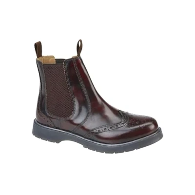 Image of Grafters M281BD Mens Leather Brogue Chelsea Boots Burgundy