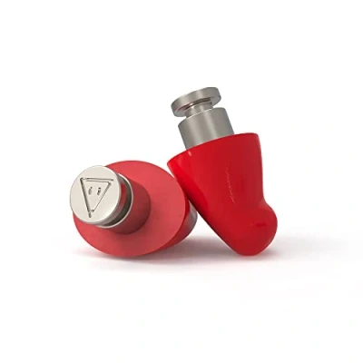 Image of Flare Earshade Pro Earplugs Block Sound Aerospace Titanium &amp; Super Soft Memory Foam Red