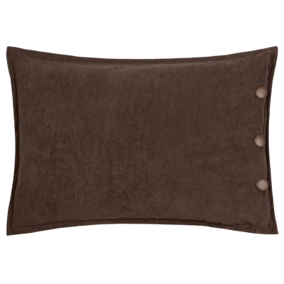 Image of furn. Effron Washed Velvet Filled Cushion Brown Size 35 cm x 50