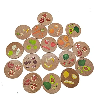 Image of NC 10Pcs Unfinished Round wooden Tags Wood Circle Pendants Natural Circles DIY Pendant Fruit pattern Crafts Painted disc