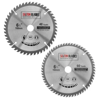 Image of 2x Saxton TCT Circular Wood Saw Blades 160mm x 20mm for Festool TS55 Bosch Makita Pack B Fits 165mm Saws