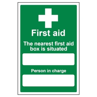 Image of V Safety Box Situated/Person In Charge Sign 200mm x 300mm 1mm Rigid Plastic