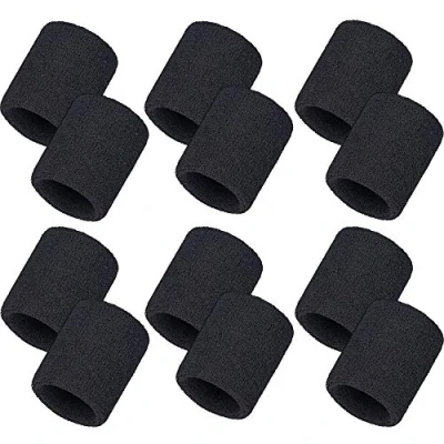 Image of 12 Pack Sweatbands Sports Wristband Cotton Sweat Band for Men and Women, Good Tennis, Basketball, Running, Gym, Working Out (Black)