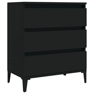 Image of vidaXL Black Sideboard Scandinavian Style with Ample Storage Space for Living Room, Crafted from Engineered Wood, 60x35x70 cm