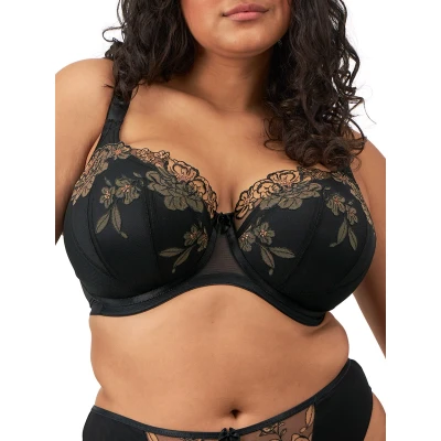 Image of Elomi Womens Teagan Half Cup Bra Black Polyamide Size 38GG