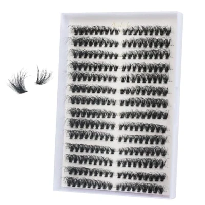 Image of FANDIQ Fluffy Individual Eyelashes Cat Eye Cluster Lashes 252PCS 8 16MM Natural Left&amp;Right Fox Clusters for Beginners(40D)