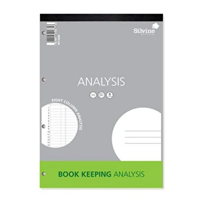 Image of Silvine A4 Book Keeping Analysis Pad, 80 Pages Printed &#039;Analysis&#039; 8 Columns Ref A4A8,Grey