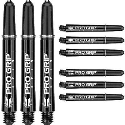 Image of TARGET Darts Pro Grip Spin Shaft Set of 3 Black, Medium (48mm) Spinning Dart Stems, Professional Accessories, 2BA Multipack with Rings