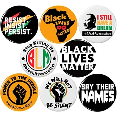 Image of BLACK LIVES MATTER 8 PCS 1.25 (32mm) Pinback Buttons Badges Pins, Raised Fist Enamel Lapel Pin for Jackets, Backpacks, Bags