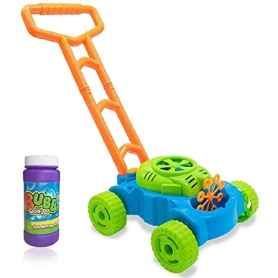 Image of Ram© Lawn Bubble Mower Push Along Toy Lawnmower For Kids And Toddlers With Machine Soapy Solution Included