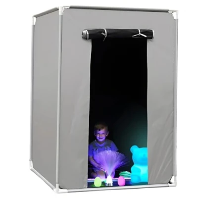 Image of Playlearn Medium Dark Den Sensory Tent For Play and Relax Blackout Helps Kid with Anxiety Autism ADHD 1.2m x 1.8m Pop Up Calm Down Children To
