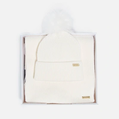 Image of Barbour International Mallory Ribbed Knit Beanie And Scarf Set
