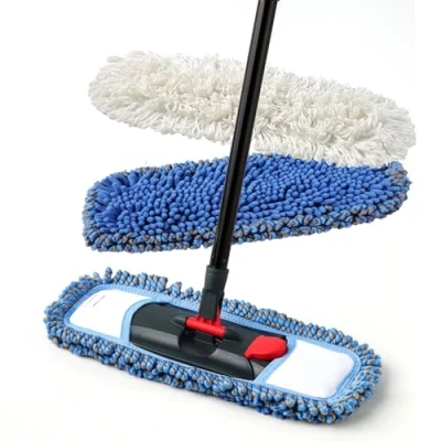 Image of CLEANHOME Dust Mop for Floor Cleaning Microfiber Professional Dry &amp; Wet Flat Mops Tile Floors with a Extra Chenille Refill Mopping Pad Hardwood,Tile,Marble