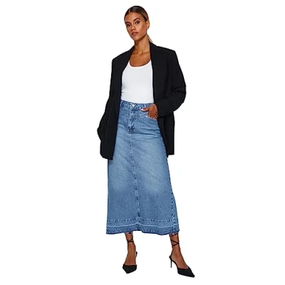 Image of Trendyol FeMan A line Denim Skirt,Blue,34