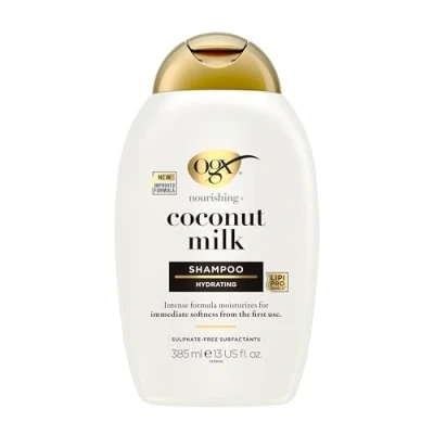 Image of OGX Coconut Milk Nourishing Hair Shampoo, Adds Hydration, for Dry Hair, Sulfate Free Surfactants, 385ml
