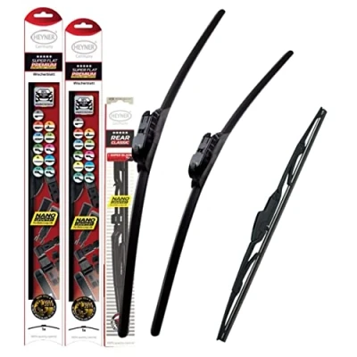 Image of HEYNER Germany SUPER FLAT Premium Wiper Blades Front and Rear CLASSIC Fits Volvo C30 26&quot;20&quot;16&quot; HSF2620TL16HRC