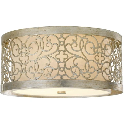 Image of Arabesque 2 Light Flush Ceiling Silver Leaf, E27