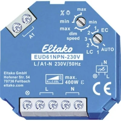 Image of Eltako 61100802 Universal dimmer Switch 230 V, Power MOSFET, ESL LED up to 400 W, 1 Piece, EUD61NPN 230V, Blue, 45 mm