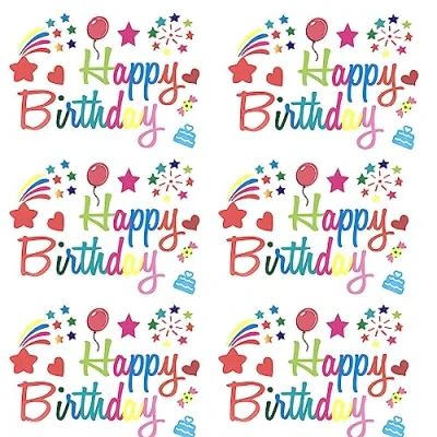 Image of Pack of 6 Happy Birthday Alphabet Stickers, Self Adhesive, DIY Balloons at Party (Colourful)
