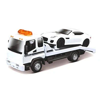 Image of Bburago Str. Fire Tow Truck W Jaguar F Type R 1:43