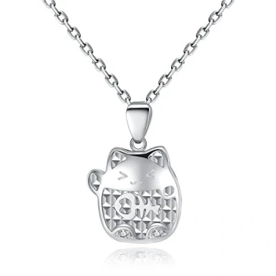 Image of VIKI LYNN Lucky Cat Necklace Shaking Fish Bone 925 Sterling Silver Gifts for Lovers