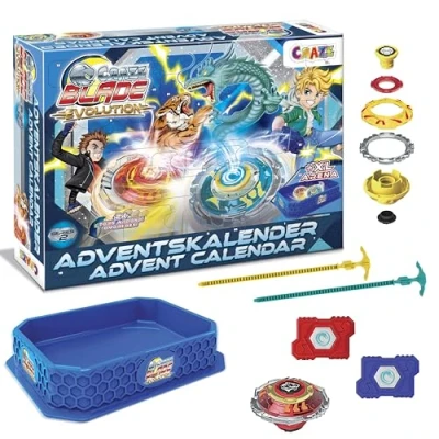 Image of CRAZE Blade Advent Calendar Boys Battle Spinner Toy with Arena, Launcher &amp; Spinning Top Christmas for and Girls
