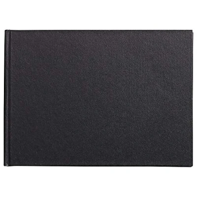 Image of Clairefontaine Ref 134246C Goldline Casebound Pad (64 Ivory Sheets) A5 (210 x 148mm) Size, 140gsm Paper, Landscape Layout Black Cover Suitable for Dry Techniques