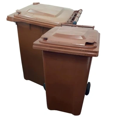 Image of STAR SUPPLIES Large Brown 240 Litre Standard Size Kerbside Collection Recycling Waste Wheelie Bin Complete With Lid &amp; Wheels