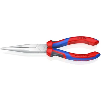 Image of Knipex Snipe Nose Side Cutting Pliers (Stork Beak Pliers) chrome plated, insulated with multi component grips, VDE tested integrated tether attachment point for a tool 200 mm 26 16 T