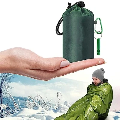 Image of Dreneco Survival Sleeping Bag Emergency Bivvy Waterproof Rescue Blanket for Outdoor Camping, Hiking (Green)