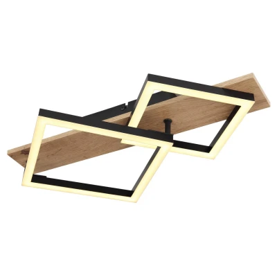 Image of Beatrix Integrated LED Semi Flush Ceiling Light Matt Black Twin Square 3000K