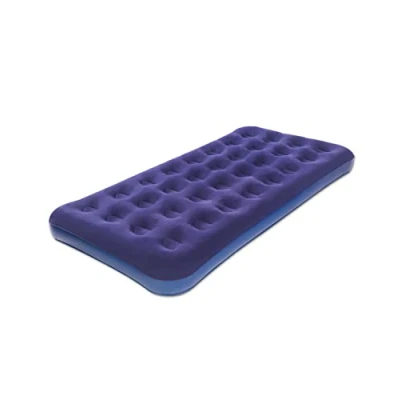 Image of Twin Size Air Mattress for Inflatable Portable Blue Blow Up Mattresses with Flocked top Single Foldable Bed Tent Camping Home Travel Backpacking